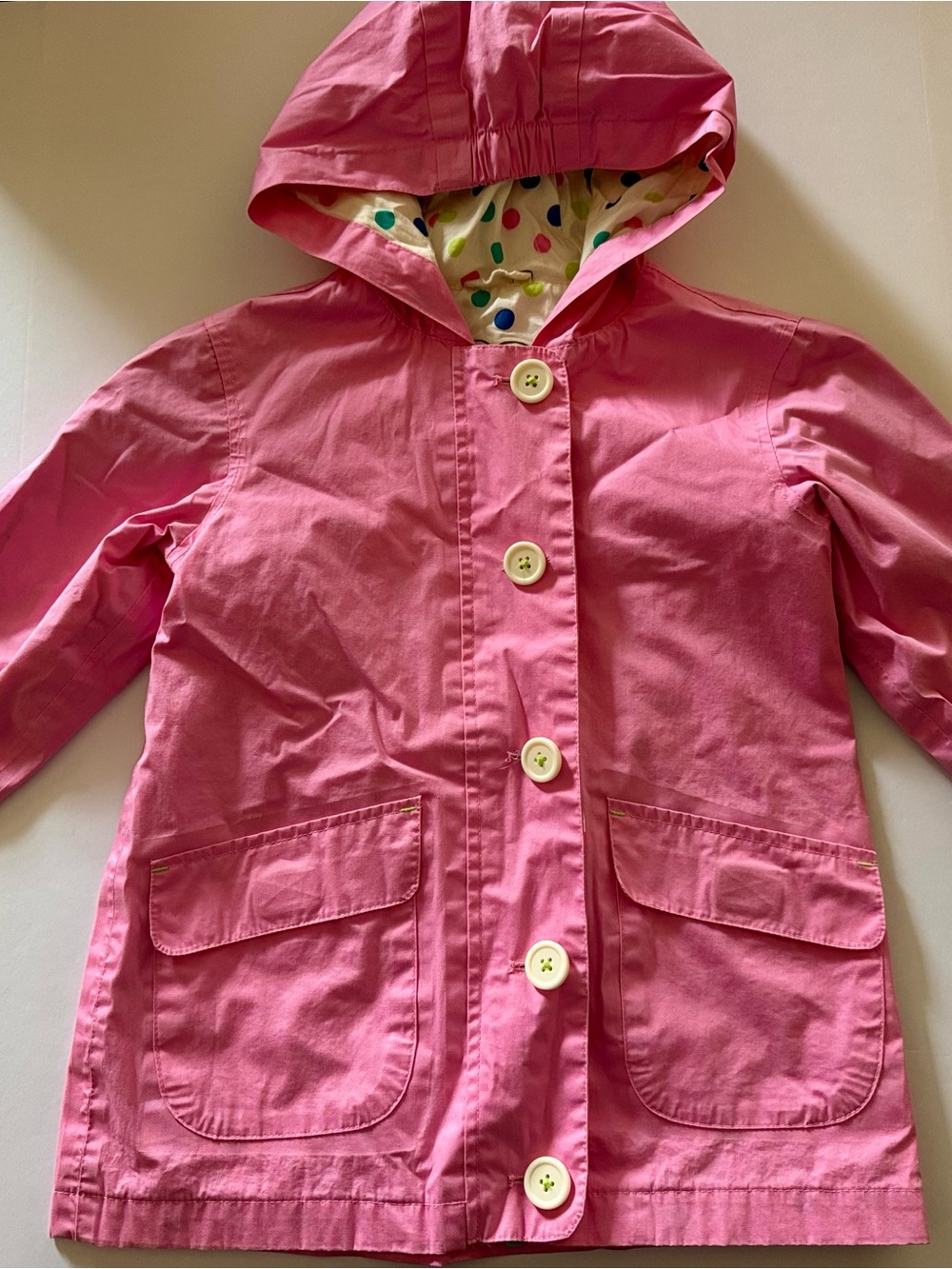 Hatley size 5 girls pink lined raincoat